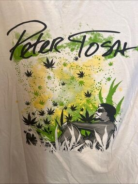 Graphic Tee with Green & Yellow Peter Tosh Print